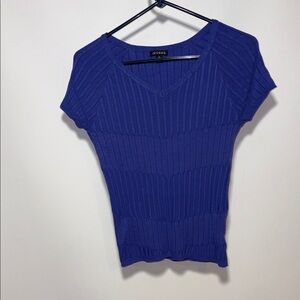 George Women's V-Neck Ribbed Top in Blue